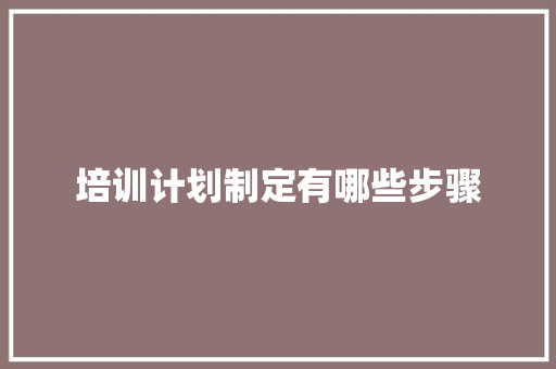 培训计划制定有哪些步骤 记叙文范文