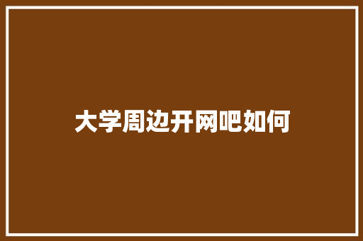 大学周边开网吧如何