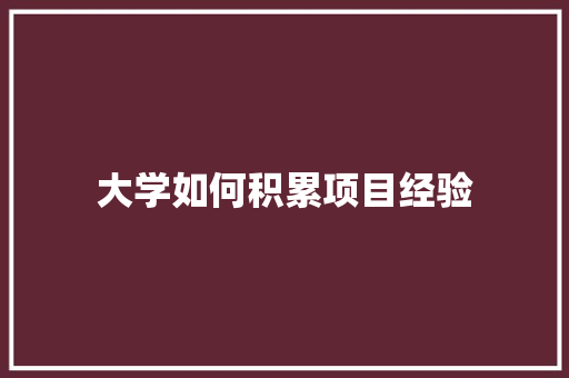 大学如何积累项目经验 记叙文范文