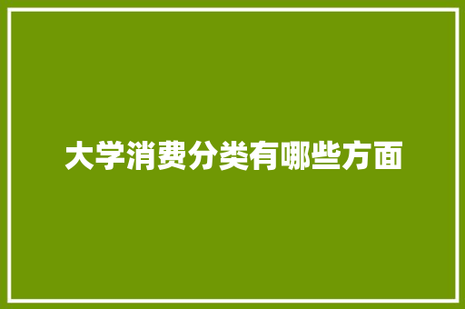 大学消费分类有哪些方面 演讲稿范文