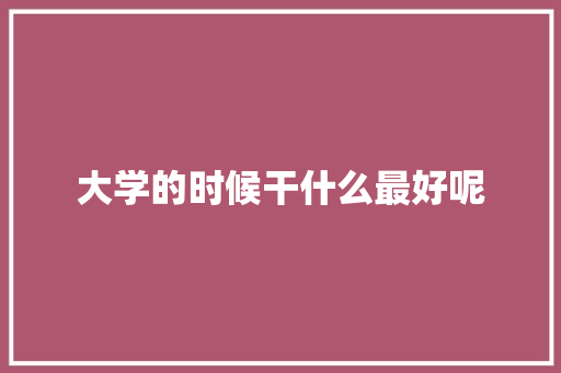 大学的时候干什么最好呢