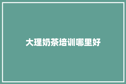 大理奶茶培训哪里好