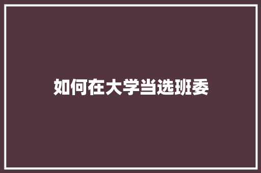 如何在大学当选班委