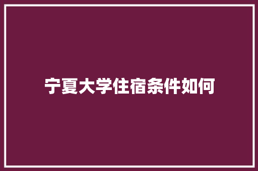 宁夏大学住宿条件如何