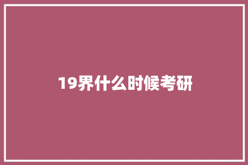 19界什么时候考研
