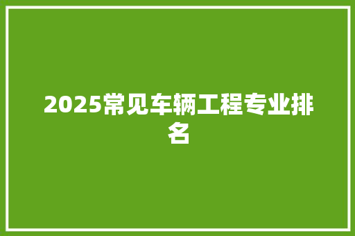 2025常见车辆工程专业排名