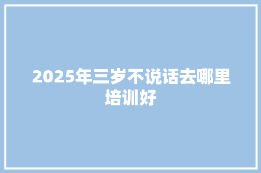 2025年三岁不说话去哪里培训好