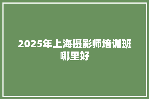 2025年上海摄影师培训班哪里好