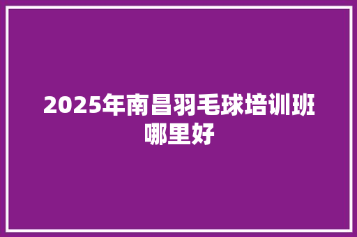 2025年南昌羽毛球培训班哪里好