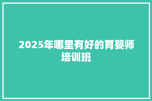 2025年哪里有好的育婴师培训班