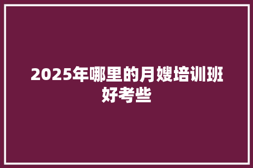 2025年哪里的月嫂培训班好考些 说明文范文