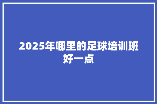 2025年哪里的足球培训班好一点