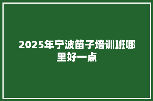 2025年宁波笛子培训班哪里好一点