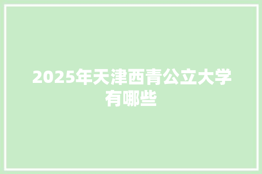 2025年天津西青公立大学有哪些