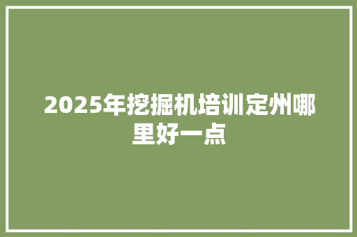 2025年挖掘机培训定州哪里好一点