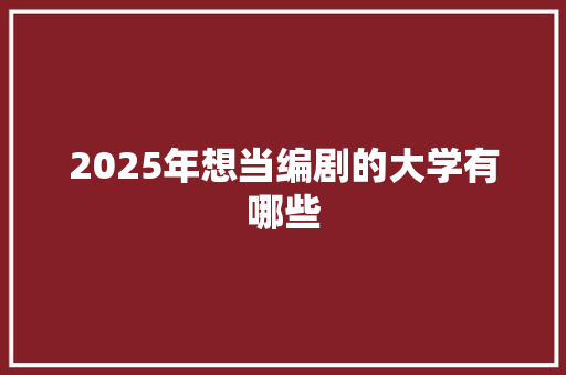 2025年想当编剧的大学有哪些