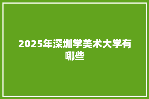 2025年深圳学美术大学有哪些