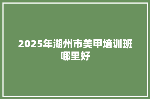 2025年湖州市美甲培训班哪里好