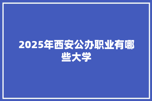2025年西安公办职业有哪些大学