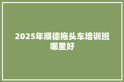 2025年顺德拖头车培训班哪里好