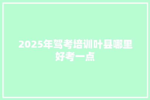 2025年驾考培训叶县哪里好考一点