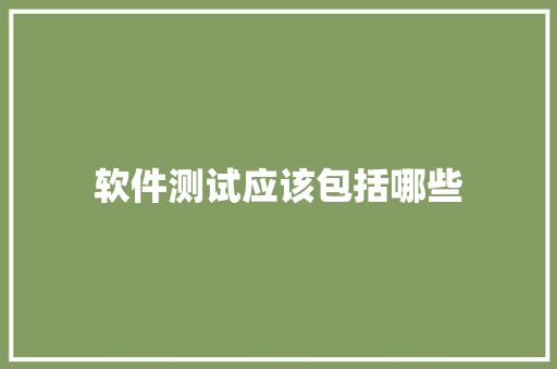软件测试应该包括哪些