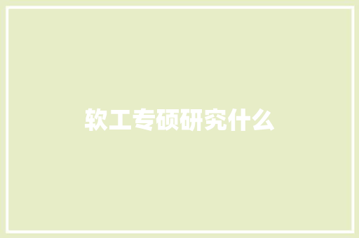 软工专硕研究什么