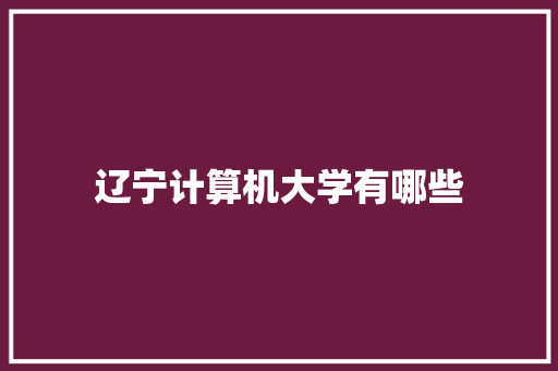 辽宁计算机大学有哪些