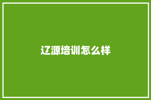 辽源培训怎么样