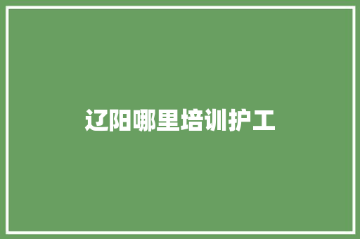 辽阳哪里培训护工