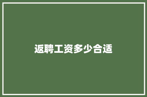 返聘工资多少合适