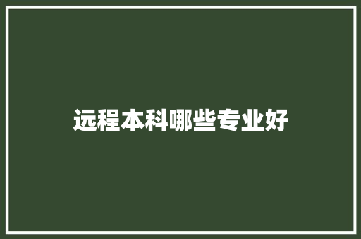 远程本科哪些专业好