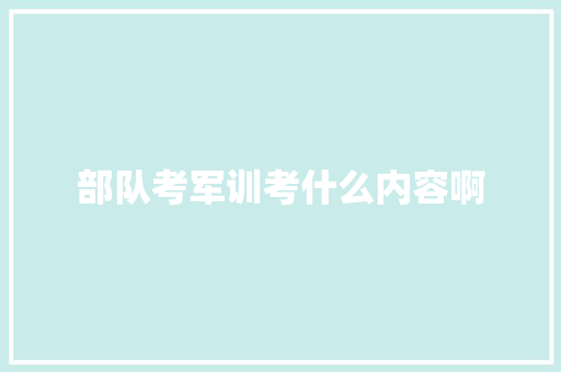 部队考军训考什么内容啊