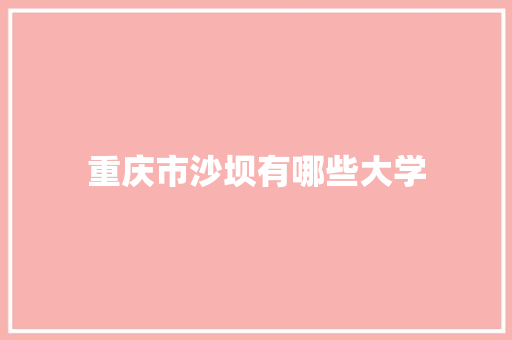 重庆市沙坝有哪些大学