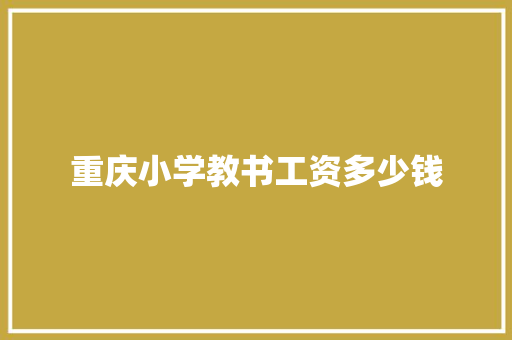 重庆小学教书工资多少钱