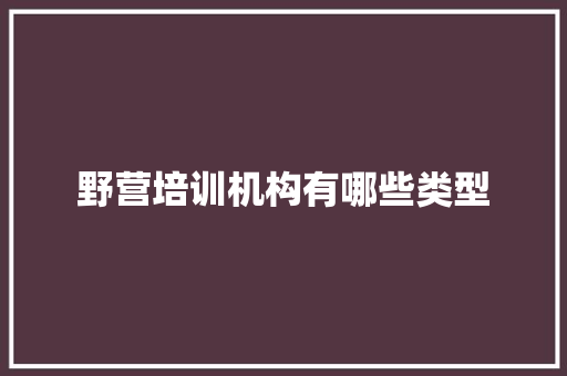 野营培训机构有哪些类型