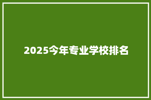 2025今年专业学校排名