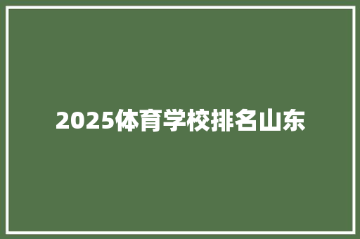 2025体育学校排名山东