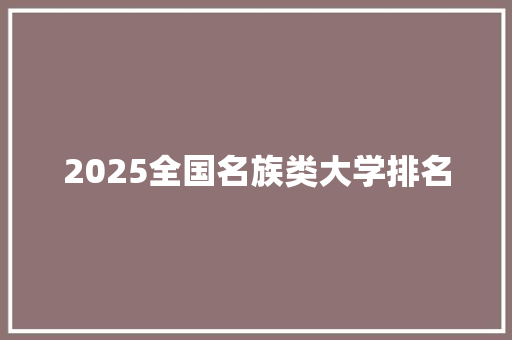 2025全国名族类大学排名
