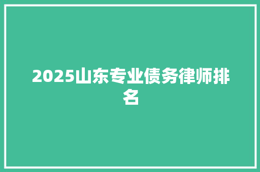 2025山东专业债务律师排名