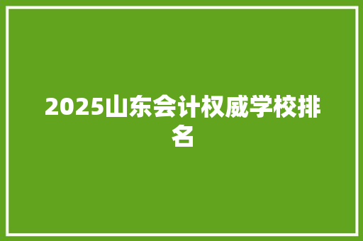2025山东会计权威学校排名