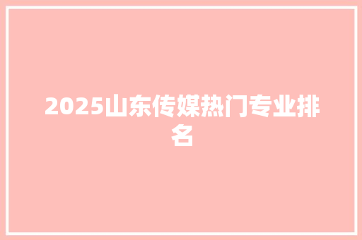 2025山东传媒热门专业排名