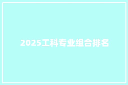 2025工科专业组合排名