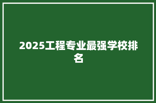 2025工程专业最强学校排名