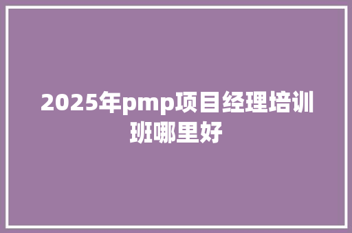 2025年pmp项目经理培训班哪里好 记叙文范文