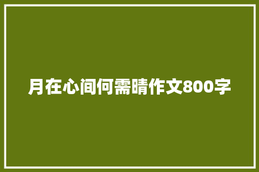 月在心间何需晴作文800字 诗歌范文
