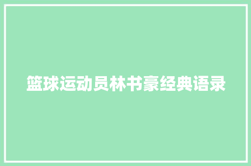 篮球运动员林书豪经典语录 诗歌范文