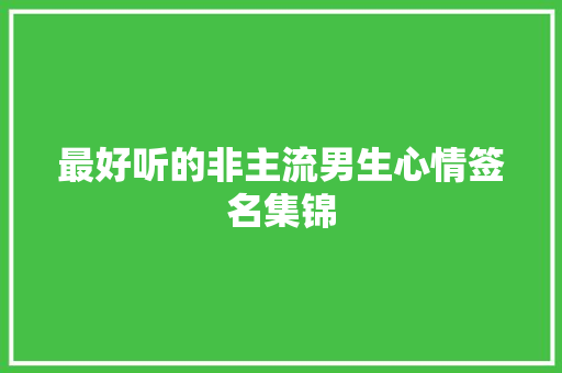 最好听的非主流男生心情签名集锦 应用文范文
