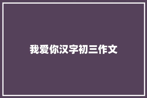 我爱你汉字初三作文