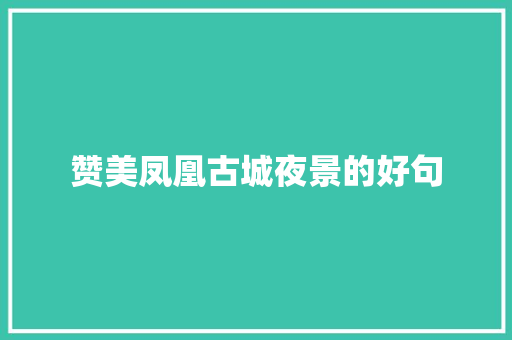 赞美凤凰古城夜景的好句 诗歌范文